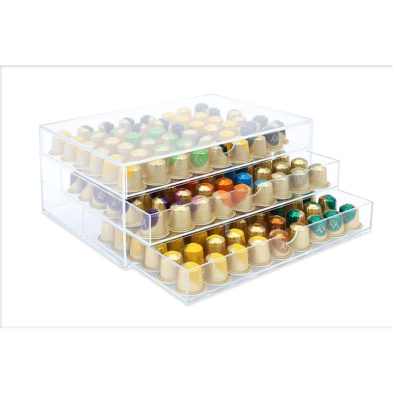 3 Drawer Handle Clear Acrylic Makeup Organizer Acrylic Makeup Drawer Box Transparent Storage container