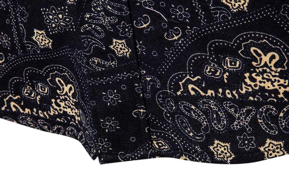 Новейшая Мужская одежда, оптовая продажа, повседневные приталенные мужские рубашки больших размеров в этническом стиле с отложным воротником и цветочным принтом, длинными рукавами