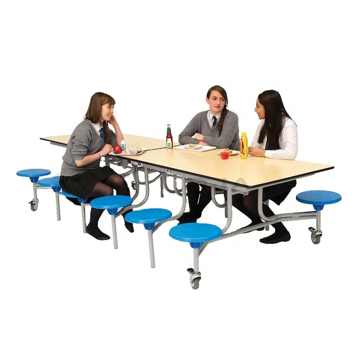 moveable school lunch student worker 8 person seaters round folding school canteen dining room table round college canteen table