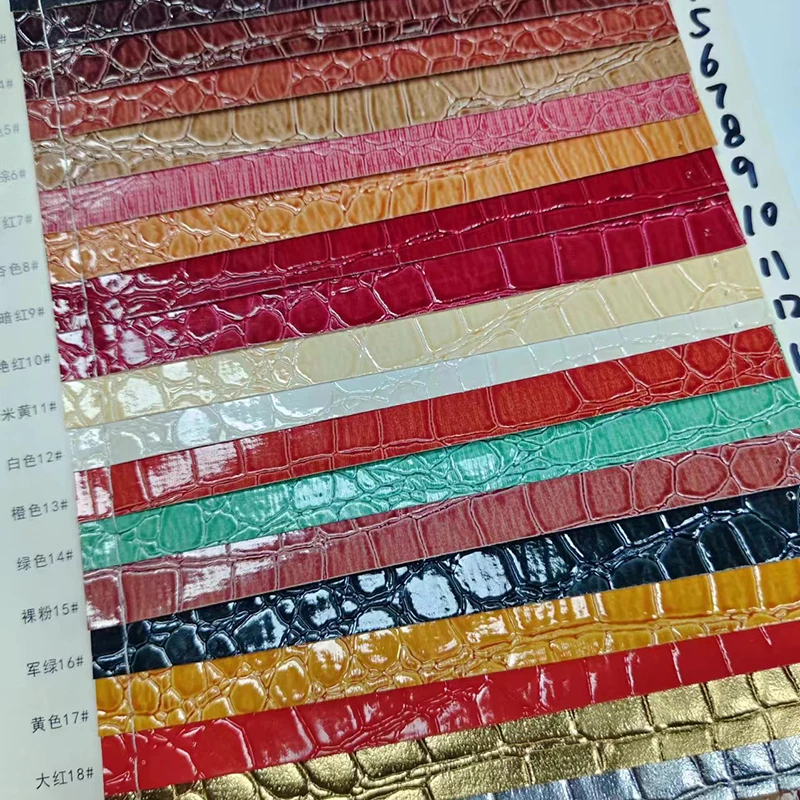 Cheap glossy crocodile pattern PVC faux leather for bag gift box phone case cover