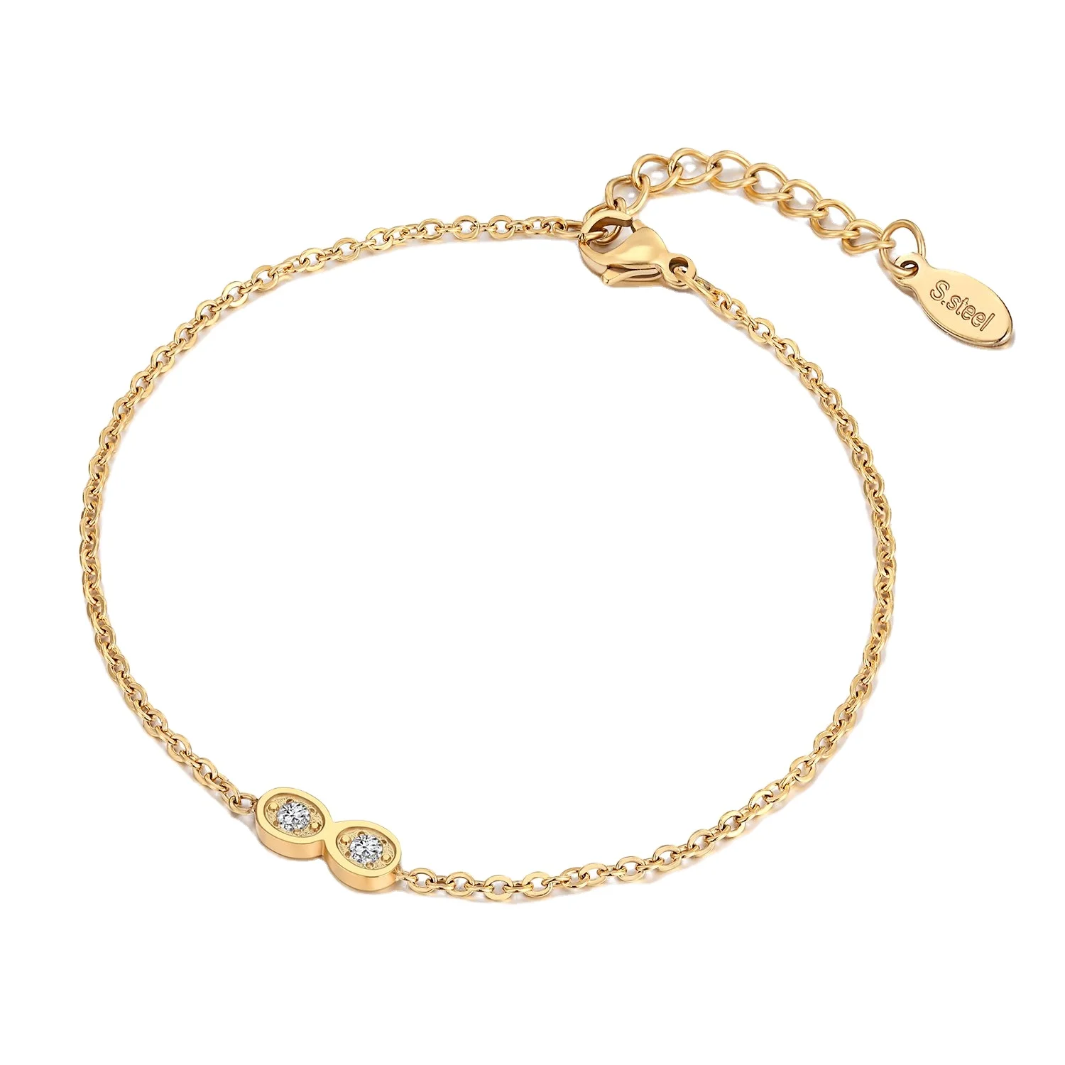 2021 fashion s.steel infinity charm bracelet gold plated wholesale price