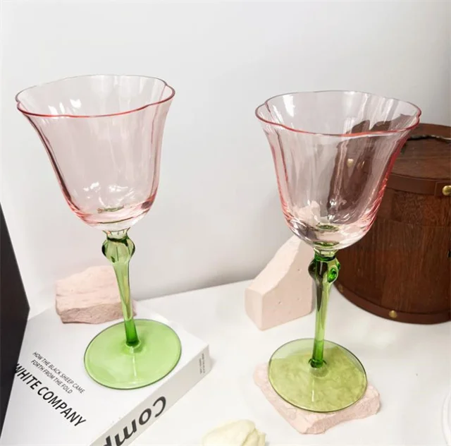 factory custom creative crystal glass fancy flower wine goblet red wine glasses for wedding
