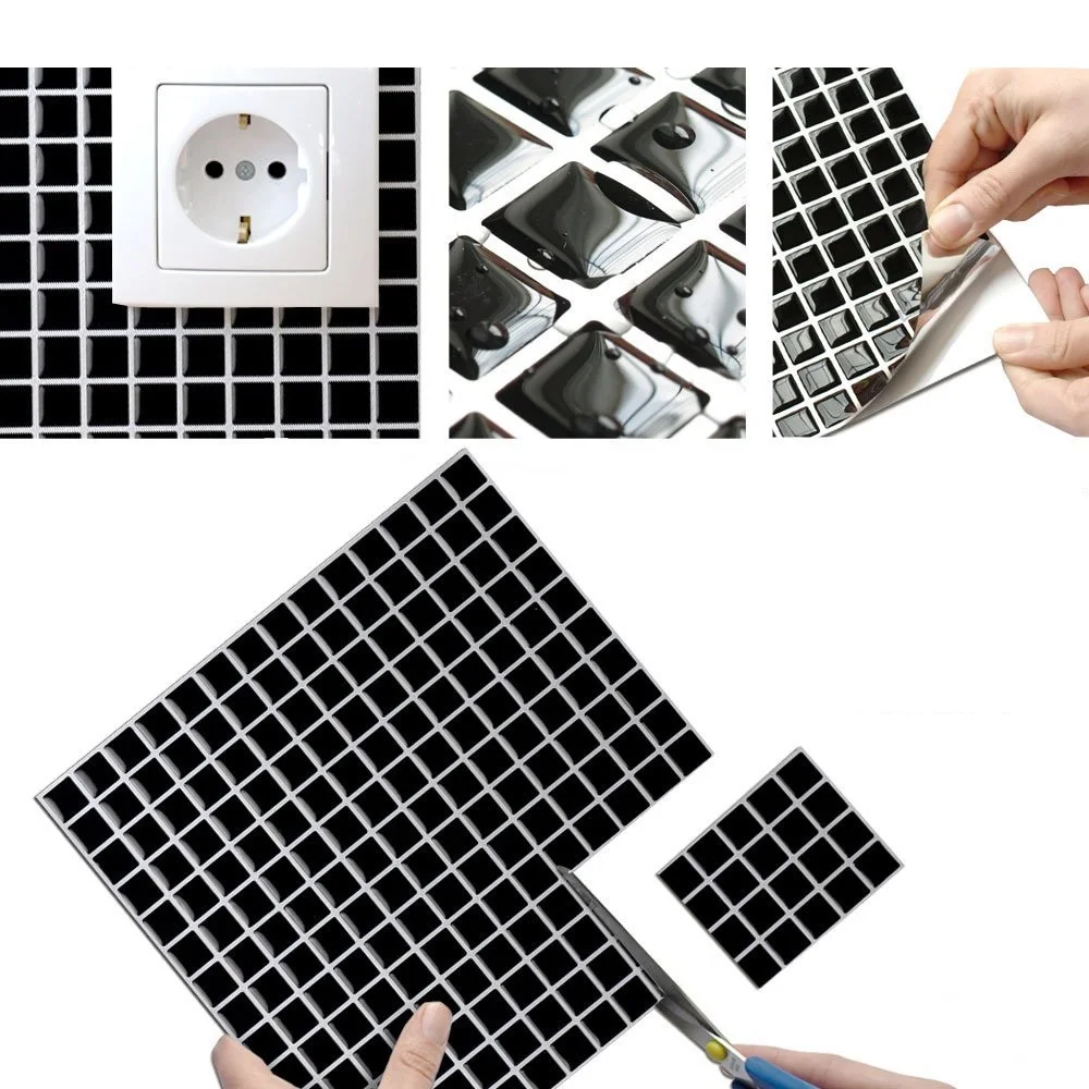 Wall Tile Vinyl Decals Panels Boards 3D  Peel and Stick Wall Tile Cut into small piece  Adhesive Mosaic Wall Tile 25.3*3.7 CM