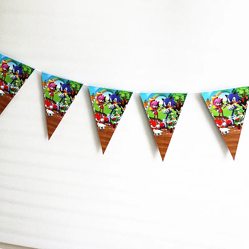Factory  selling birthday party supplies double side printing 19*28cm paper Pennants, Triangles FLAGS ,  Party banners