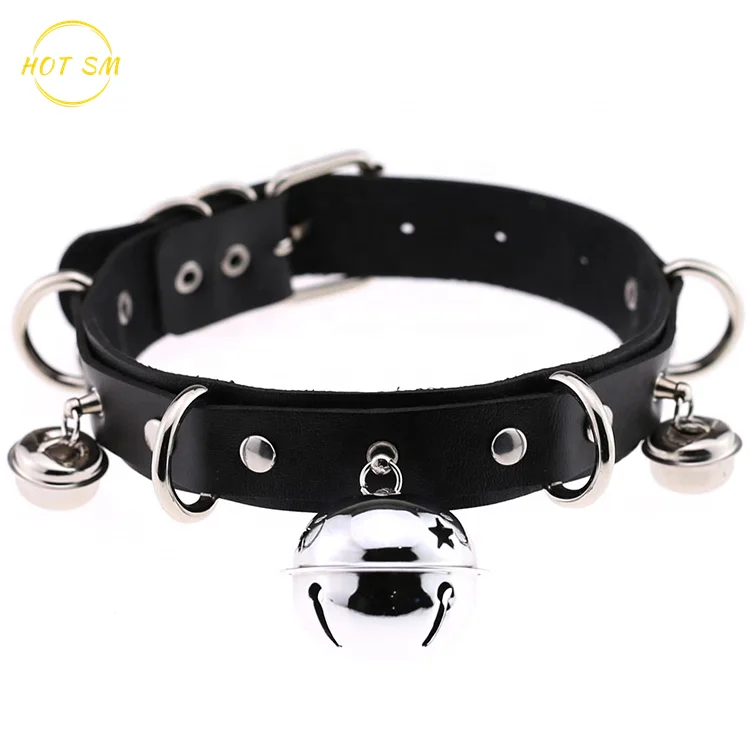 
New Women Men PU Choker Sexy Bell Leather Collar,BDSM Bondage Necklace Neckband,Sex pu Toys For Couples 