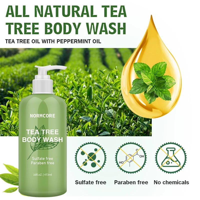 Liquid Soap OBM Therapeutic Mint Remedy Soap Body Wash Perfume Wash & Body Green Tea Tree Peppermint Aloe Vera Shower Gel 500ml
