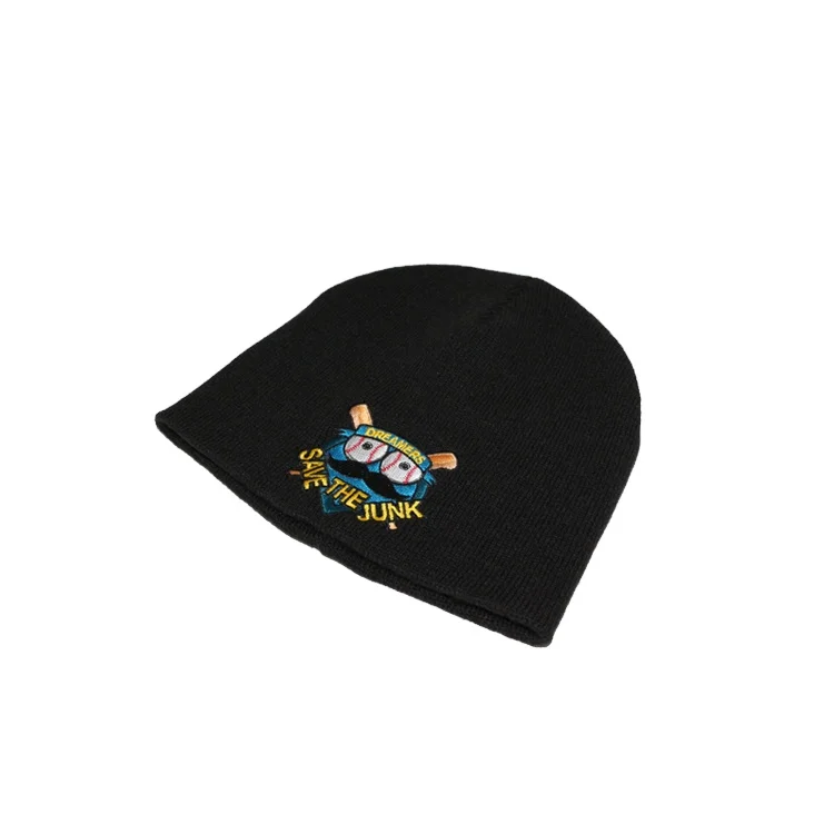 Custom Designer Unisex Sports Beanies Knitted Hat Embroidered Letters Logo Rubber/PU Leather Badge Patch Outdoor Fishing Cycling