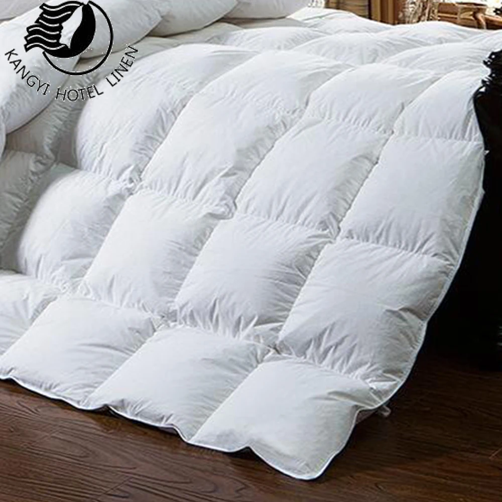 2021 Wholesale Hotel White Plain Goose Feather Quilt Bed Duvet Set