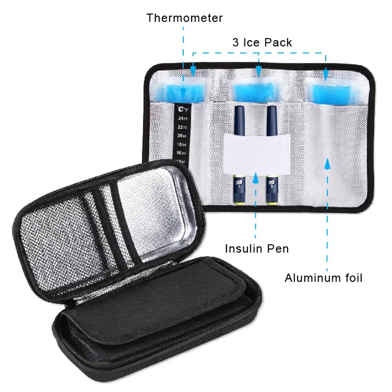 HongJun custom insulin case travel waterproof shockproof thermometer cooler bag Cold temperature insulin case