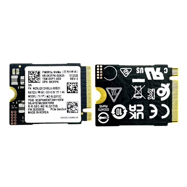 Для Samsung PM991a 1 ТБ 512 ГБ 256 SSD M.2 2230 Внутренний твердотельный накопитель PCIe3.0x4 NVME для Microsoft Surface Pro7 +
