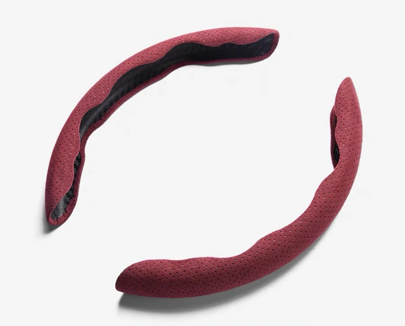 alcantara car steering wheel cover Sweat absorbent non-slip handlebar cover perforated breathable all-season suede