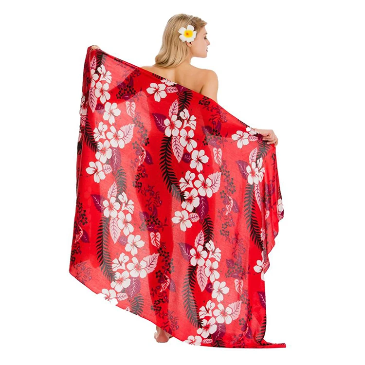 Wholesale polyester rayon fabric pareo beach sarong lungis lavalava malaysia indonesia swim sarongs for women