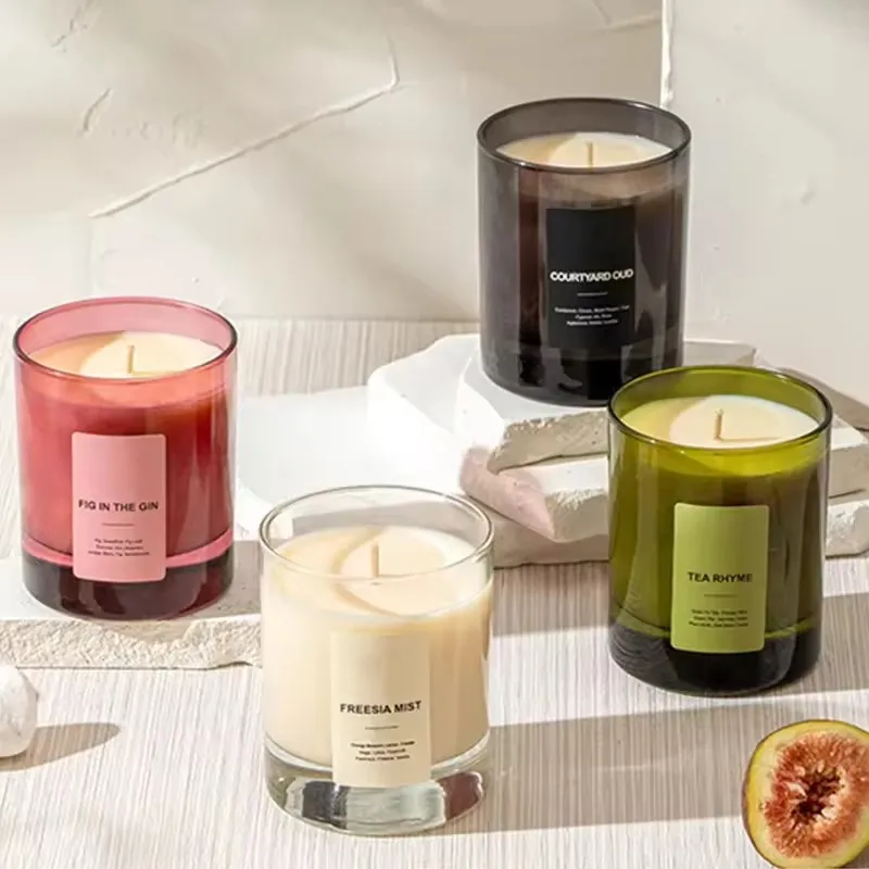 Luxury Frosted Matte Black Glass Candle Jars Container With Meta Lid Bamboo Wood Cork Lid 8oz 10oz 12oz 16oz