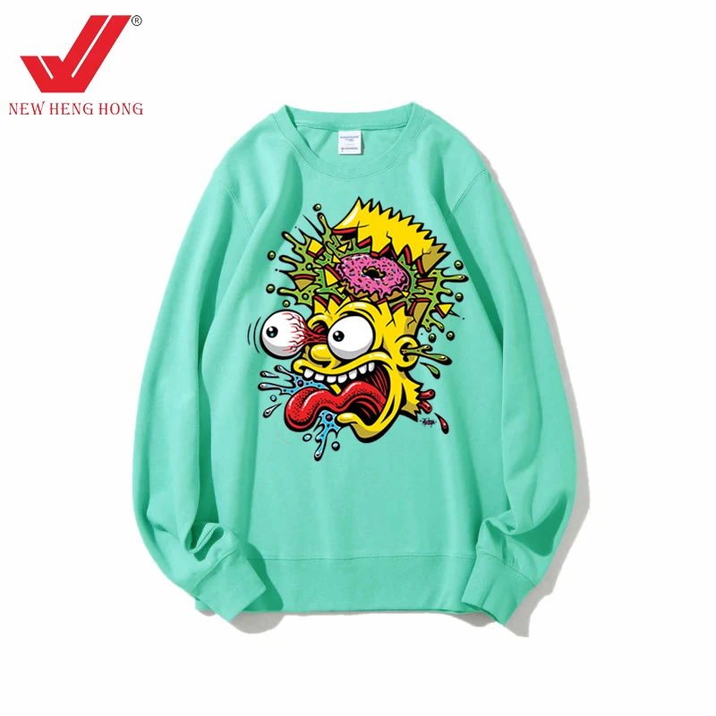 OEM Custom Your Logo Solid Colors 300 GSM Cotton Loose Oversized Threaded Round Neck Unisex Sweat Shirt Mens Crewneck Sweatshirt