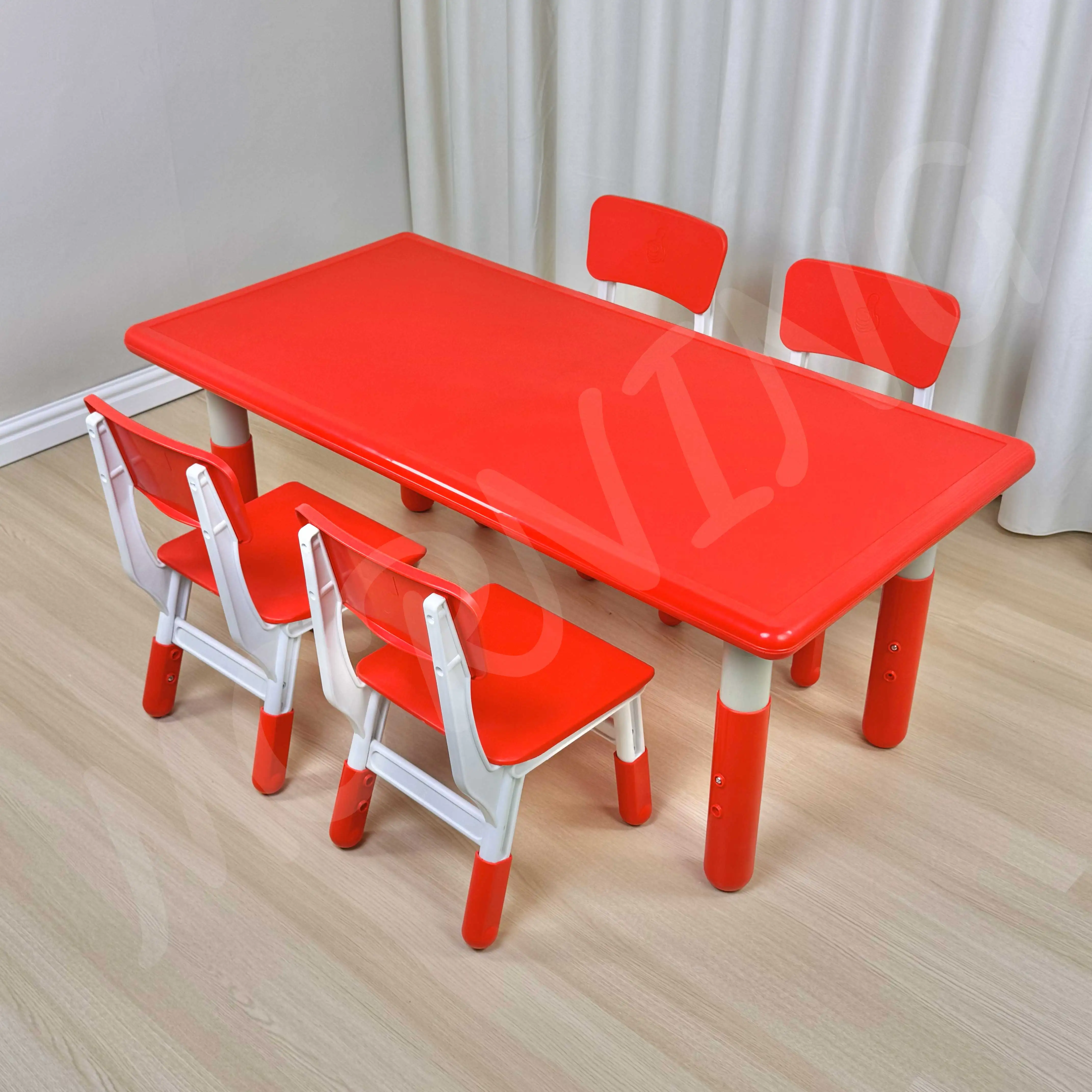 Best Selling Plastic Rectangle Table with Lift-up Leg Modern Design Style for School Kindergarten Daycare Living Room Dining