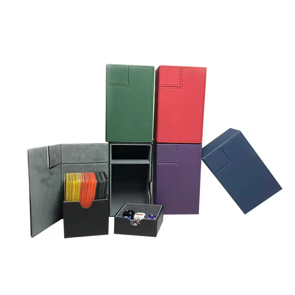 100+ operable Flip Playing Card Pu Protector Deck Box Tcg Card Storage Pu Leather Decks Cards Box