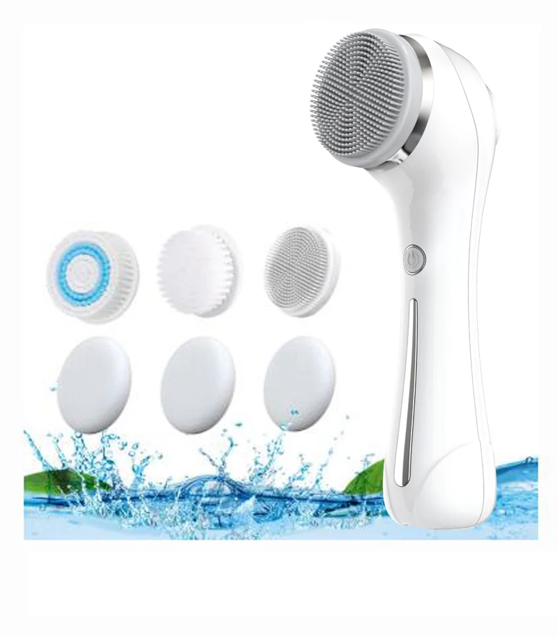 Rotating Facial Cleansing Brush, IPX7 Waterproof Silicone Spin Brush Electric Sonic Face Cleanser Device for Women, Men Pink