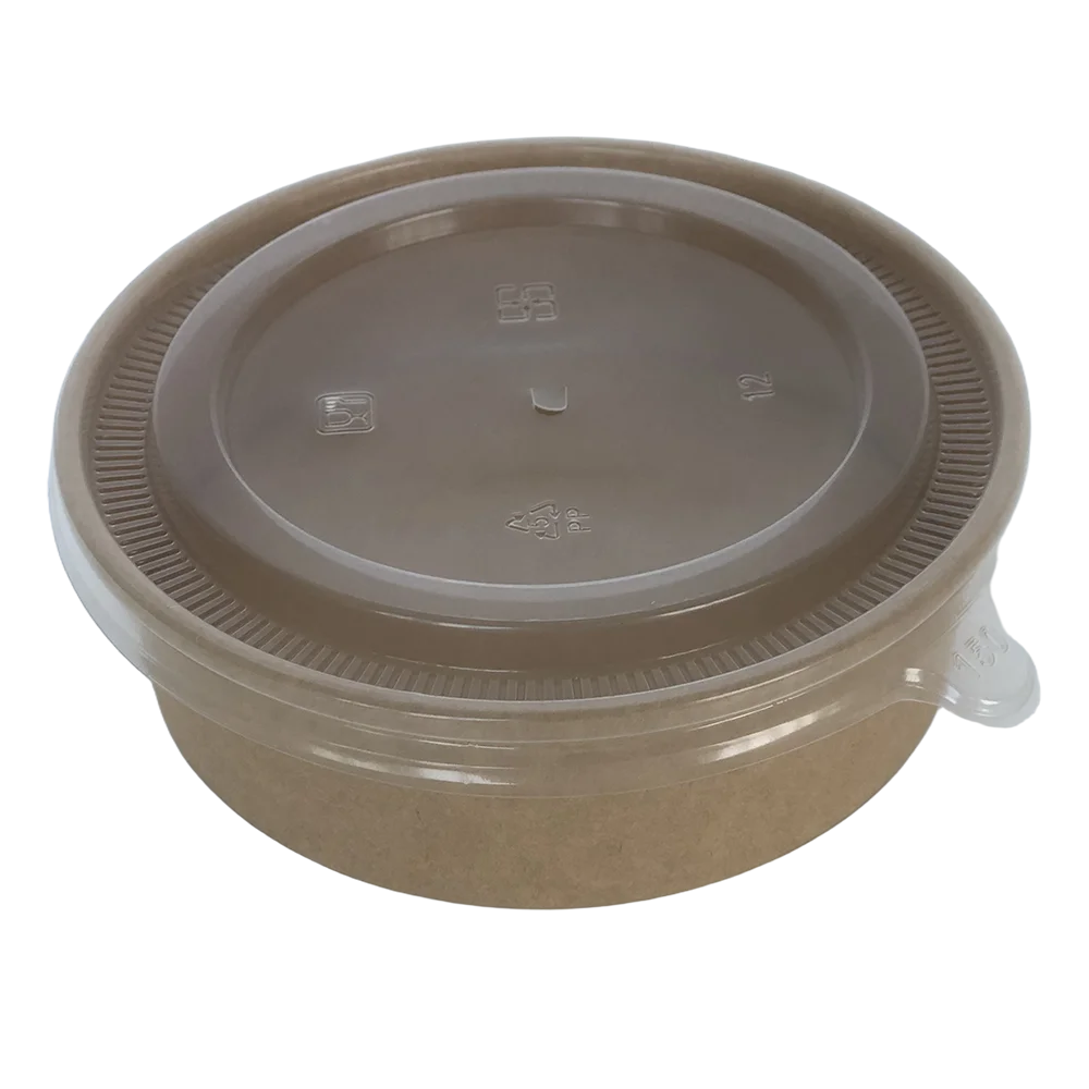 Wholesale Custom Kraft Paper Disposable Bowls 500ml with Lids for Take-Out Fruit Fish Salad Tableware Printing