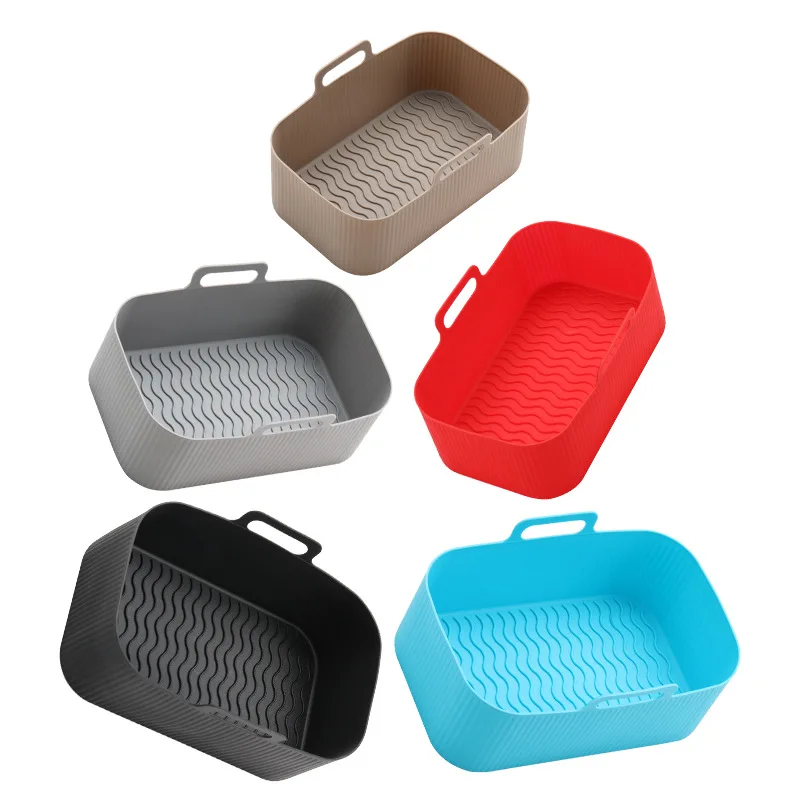 Silicone Pot for Air Fryer Liner Handle Baking Pan Non Stick Basket Replacement