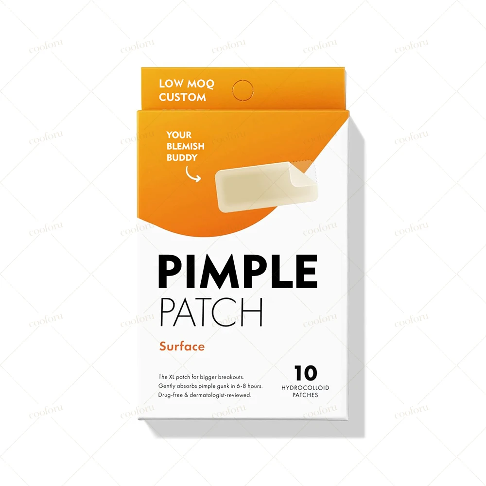 10 Patches Rectangular XL Hydrocolloid Large Cosmetics Surface Acne Pimple Patches for Body, Cheek, Forehead, and Chin With