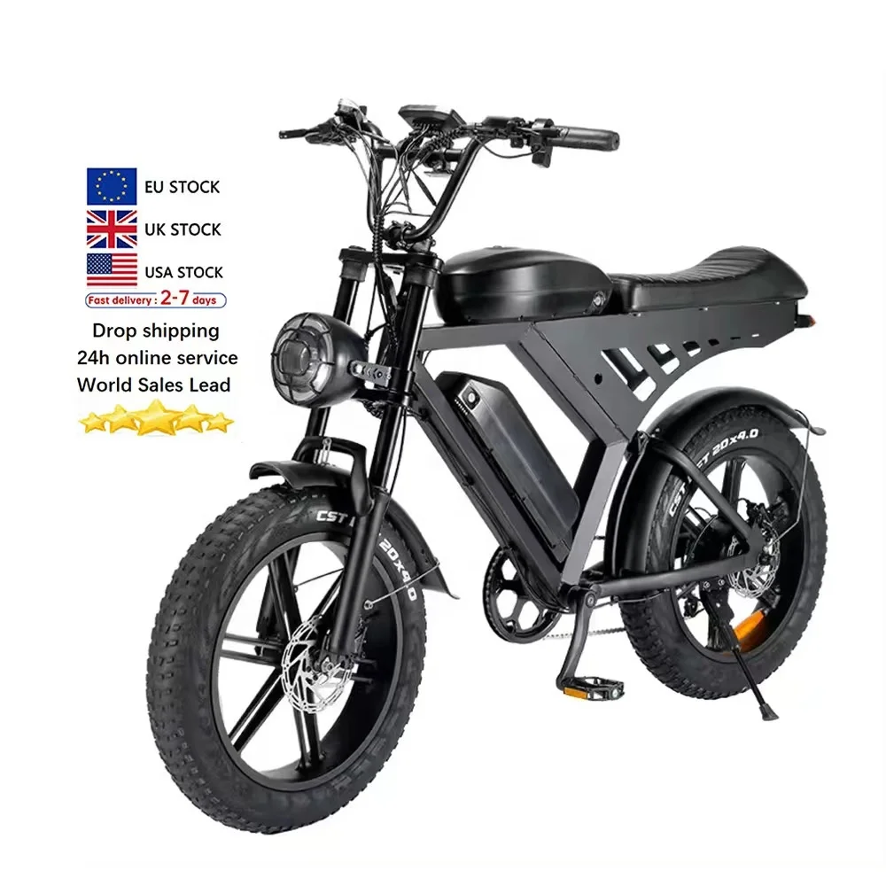 V30 e-bike 500W UK warehouse  fat tire 20inch retro full suspension mountain bike cheap off road  vintage retro