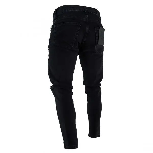 Fashion new hot tight men jeans pants stretch high pencil hole pant jeans