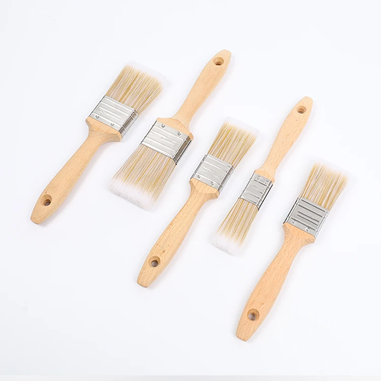 Professional Cheap High-grade Synthetic Bristle Oval Cutter Paint Brush With Wood Handle