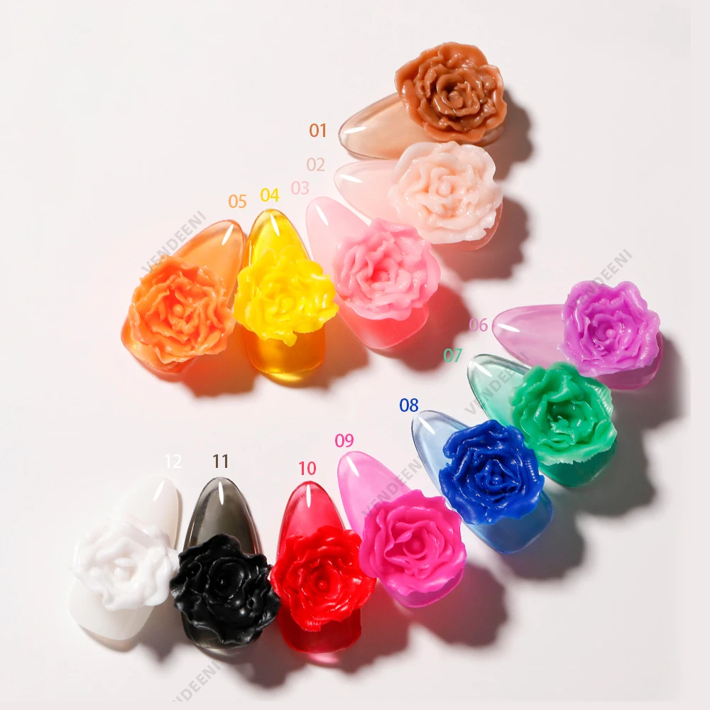 Vendeeni Carving Nails Art Gel 6d Carved Gel 12 Colors Paint Art Design Flower Sculpture Gel Polish