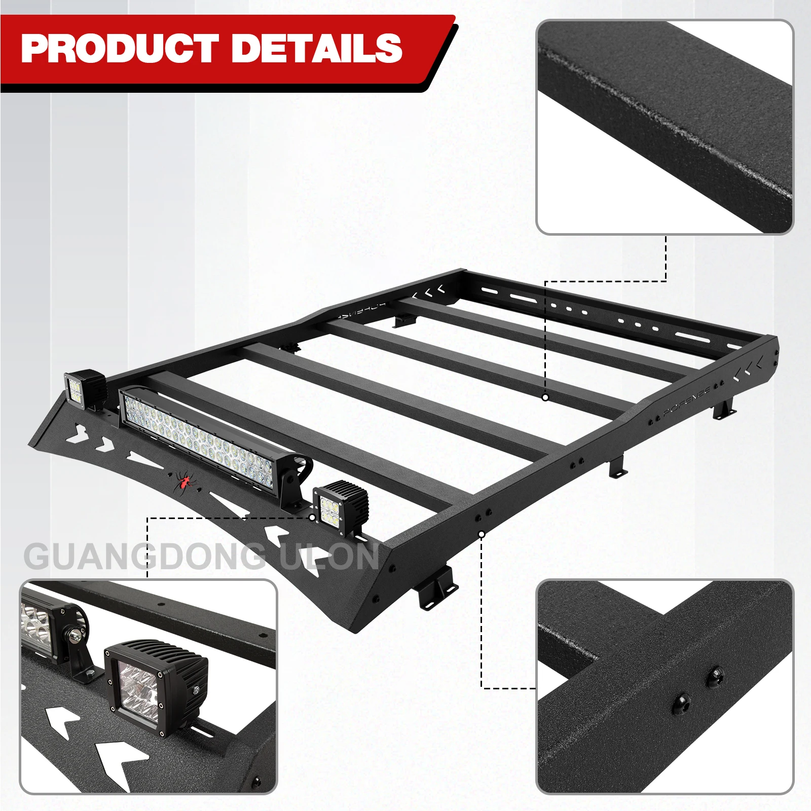 Factory Price Steel Roof Rack with LED 4X4 Off-road Auto Parts Cross Bar for Pickup Roof Luggage For Toyota Tacoma 2005-2023