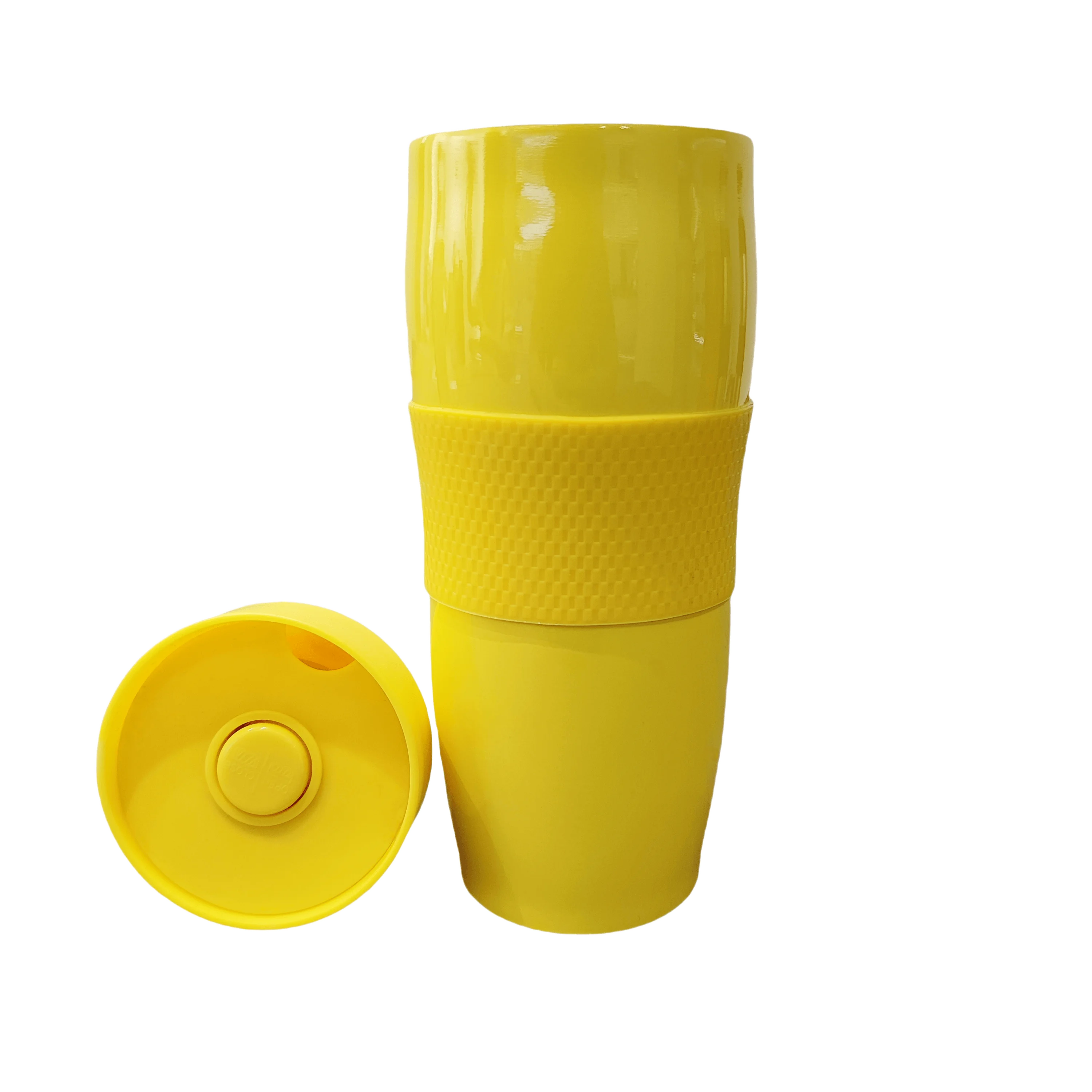 Click Water Lid 380ml Double Wall Stainless Steel Vacuum Coffee Mug Tumbler Travel Car Tea Cup Bottle with Silicone Sleeve