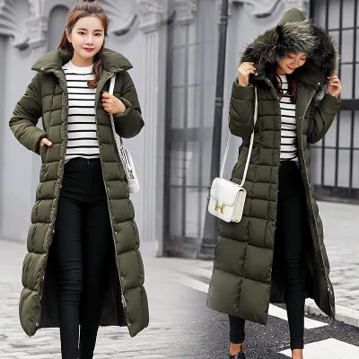 2019 high quality fur collar women long winter coat female warm wadded jacket womens outerwear parka casaco feminino inverno