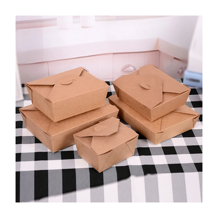 Eco friendly Factory price disposable lunch takeaway food packaging kraft paper box