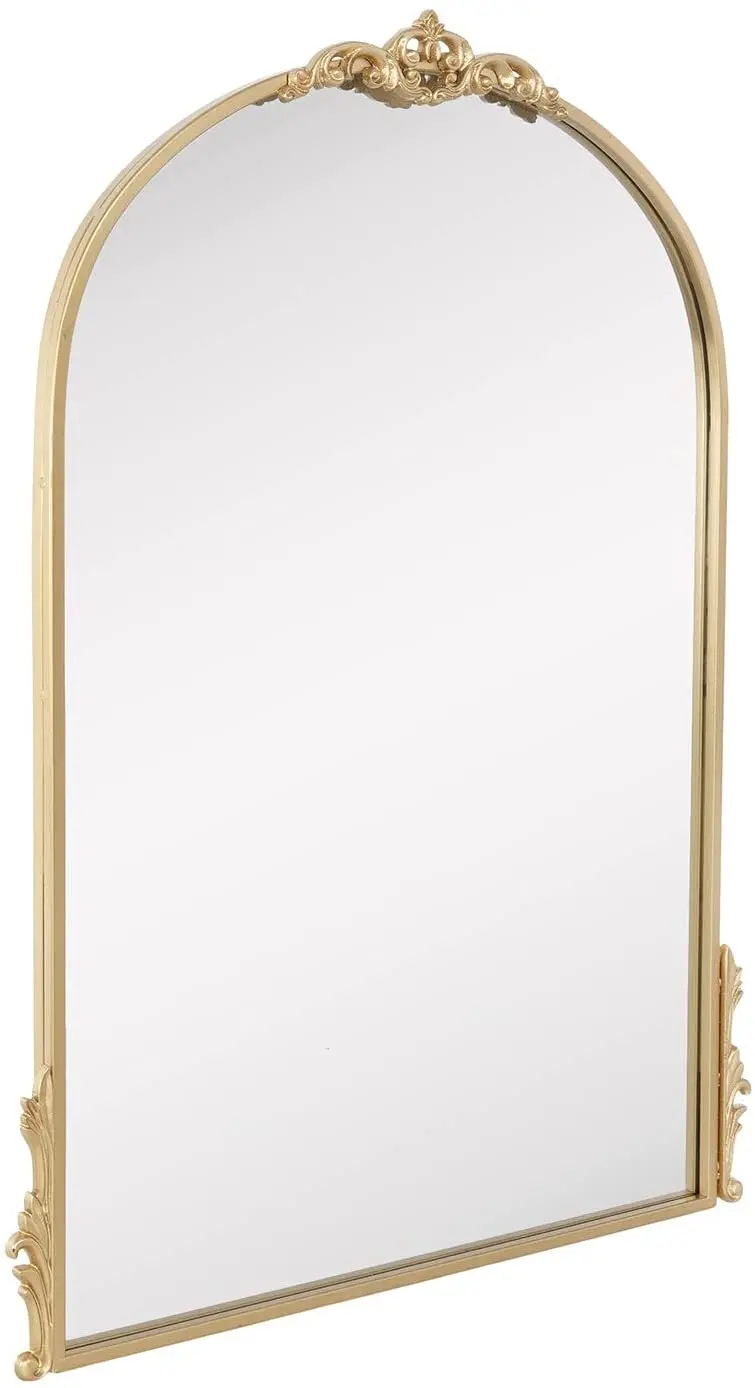 Lobby Home Decor Carved Elegant Gold Arch Mirror