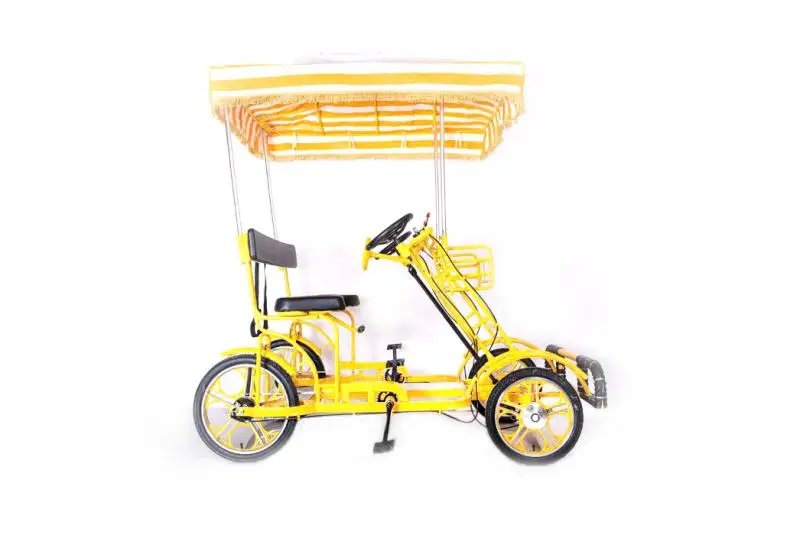 Luxurious Bicicleta 2 Person Tandem Surrey Quadricycle Sightseeing Bike For Park Rent