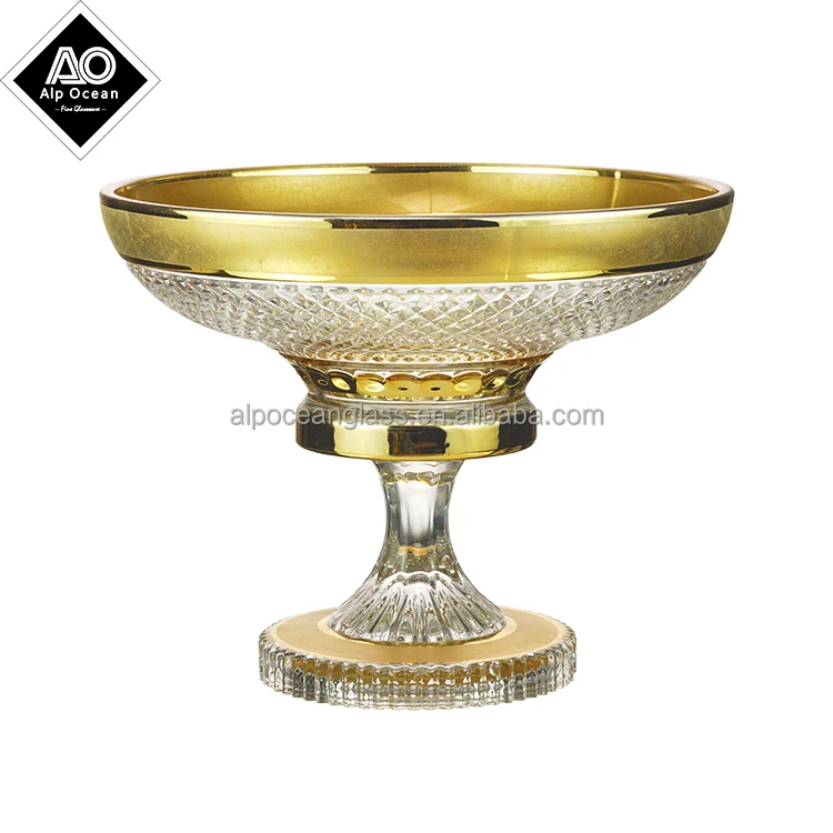 Золотая Хрустальная чаша с богемным дизайном