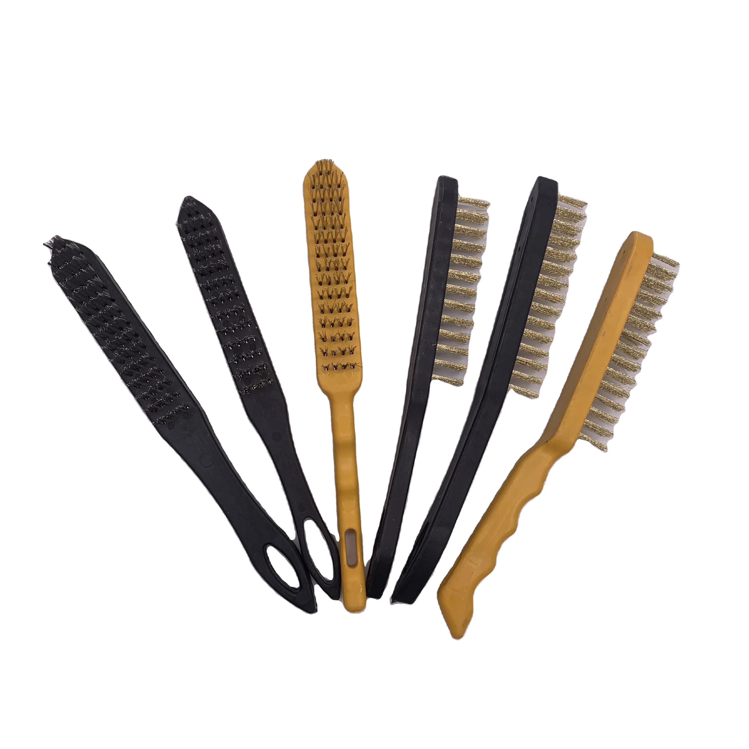Wholesale custom plastic handle copper wire brush copper wire tube polishing brush brass steel wire brush