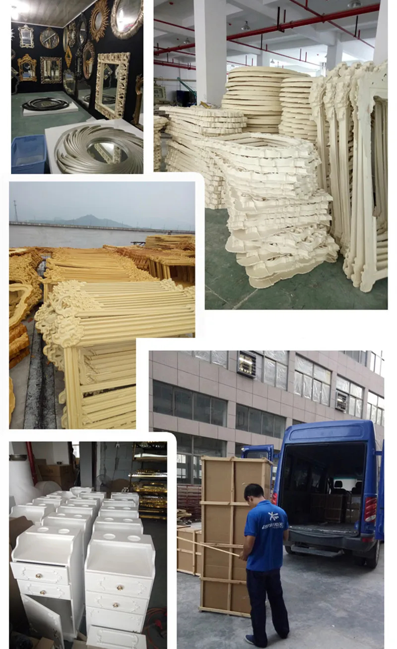 Bathroom PU frame European Vintage corner design style living room bathroom decorative mirror