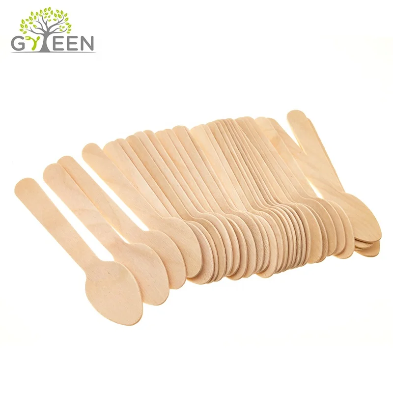 110mm 100% Natural Eco-friendly Hot Sale Biodegradable Mini Tasting Disposable Wooden Spoon