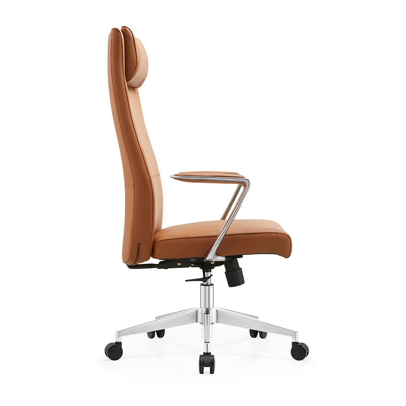 Metal armrest executive office chair genuine leather manager chair