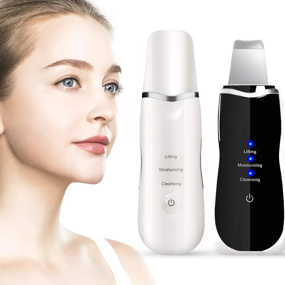 Home USE MINI Portable WIRELESS Ion Ultrasonic Facial Spatula Face Peeling Waterproof Ultrasonic Skin Scrubber