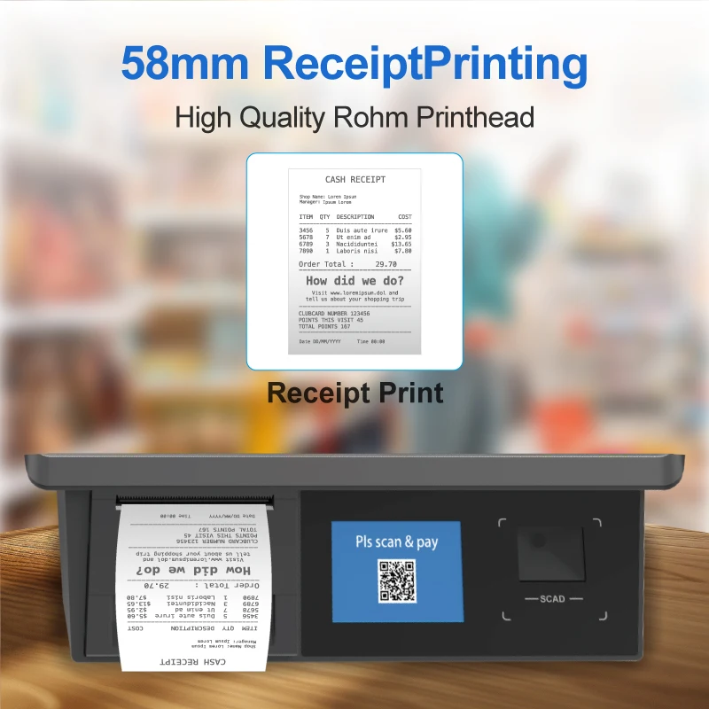 MHT-D2 Easy Pay Android Tablet With Nfc Scan Qr Code Tablet Cashier System Pos Touch Dynamic With Fingerprint Scanner Nfc Tablet