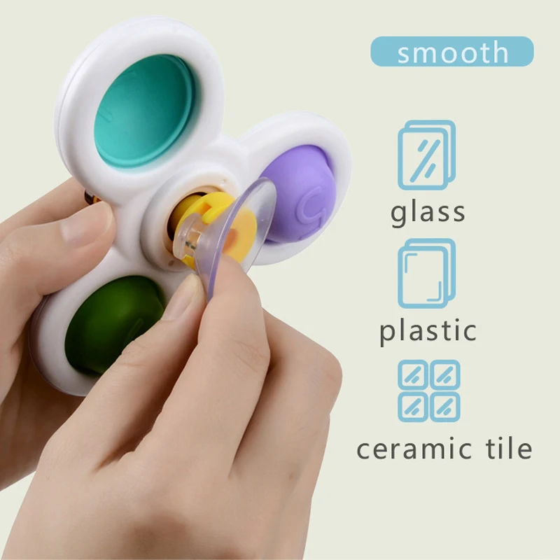 3PCS Cartoon Animal Suction Cup Spinner Toy Baby Bath Toys Hand Spinning Anime with Sucker Water Play Toys for Baby Kids Gift