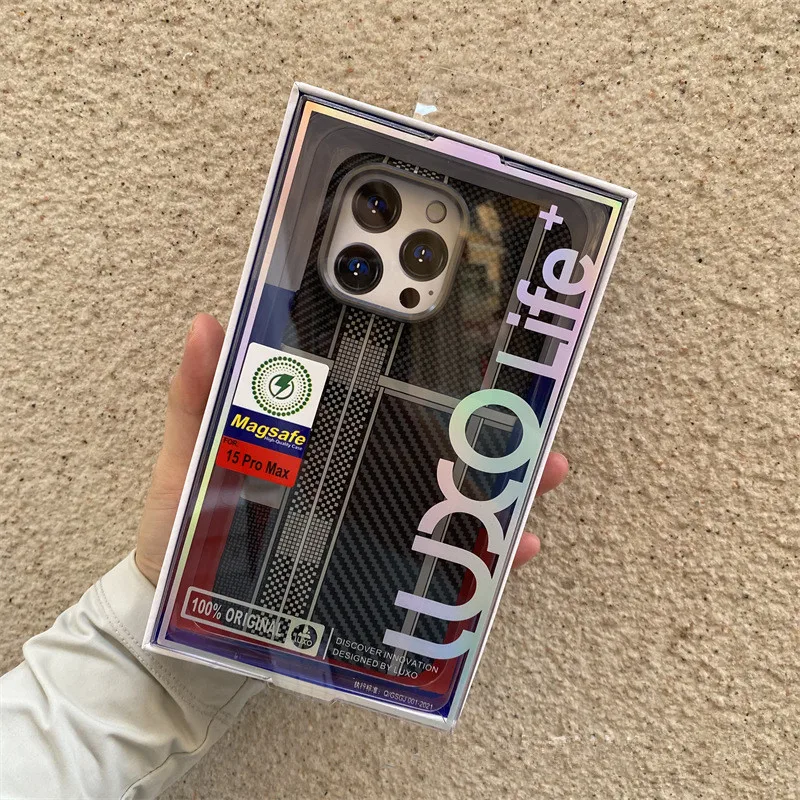 Роскошный дизайнерский оригинальный люксовый бренд карбоновый Жесткий Чехол для iPhone 13 14 15 16 Pro Max мобильного телефона