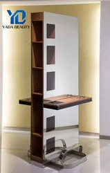 Guangzhou cheap luxury makeup salon furniture two sides hairdressing styling mirror salon station with dryer holder