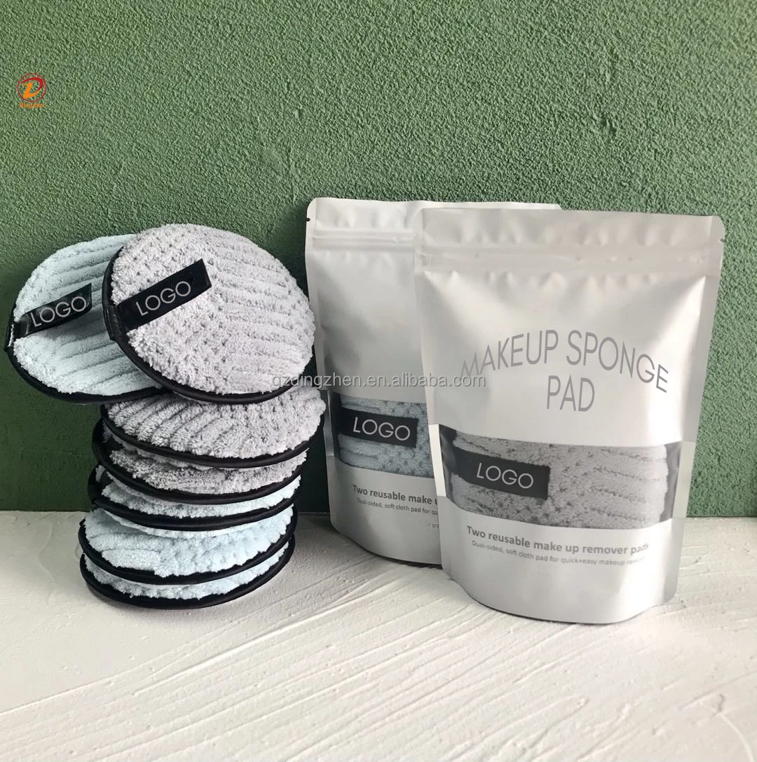Custom Logo 2/4PCS PACK Eco Friendly Washable Microfiber Pads Reusable Facial Cleaning Makeup Remover Pads