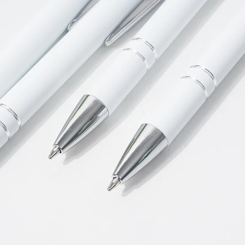 Custom solid white stylus pens Business Promotional Metal Aluminum Stylus Ball pen with LOGO engraved