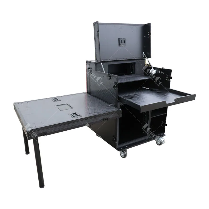 Черный чехол для рабочей станции мобильного вещания с потоковой записывающей студией 4U верхней частью 12U снизу