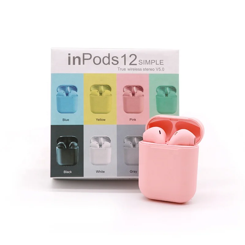 
New Hot Macaron I12 Inpods Tws Headphone Wireless Earphone Bt5.0 Earbuds 12 Touch Control For Smart Phones 