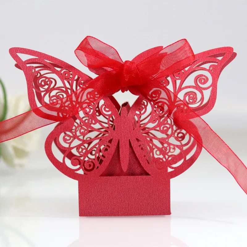Invitation Candy Box Chocolate Paper Packaging Gift Box Wedding Candy Box with Butterfly