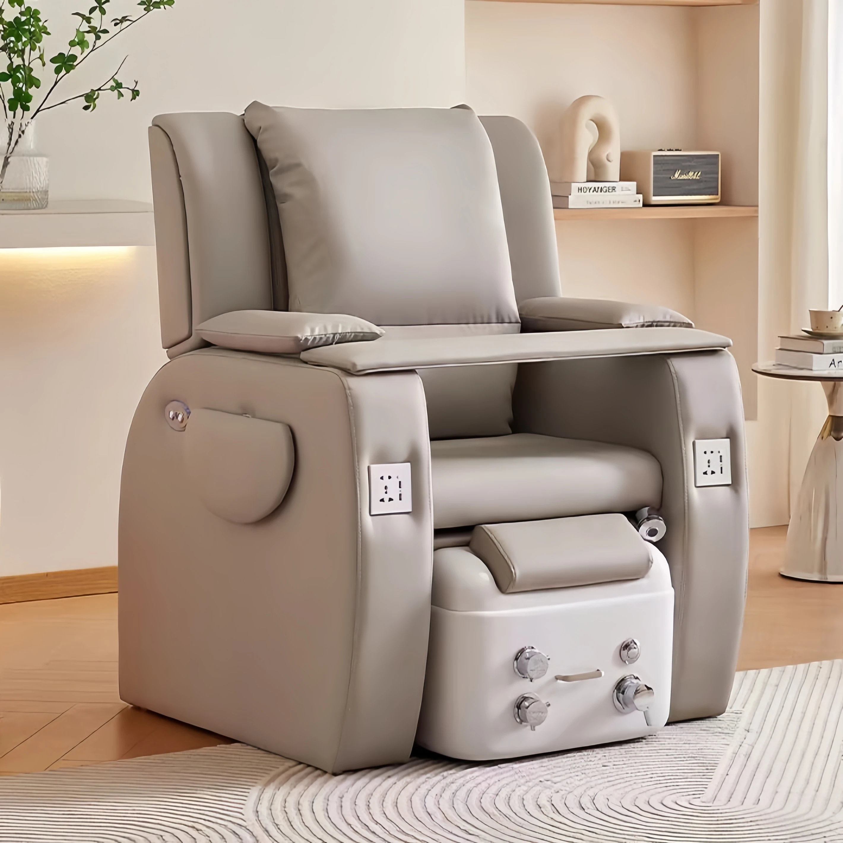 Luxury Beauty Nail Salon Furniture Pipeless Whirlpool Discharge Pump Foot Spa Massage Manicure Pedicure Chair